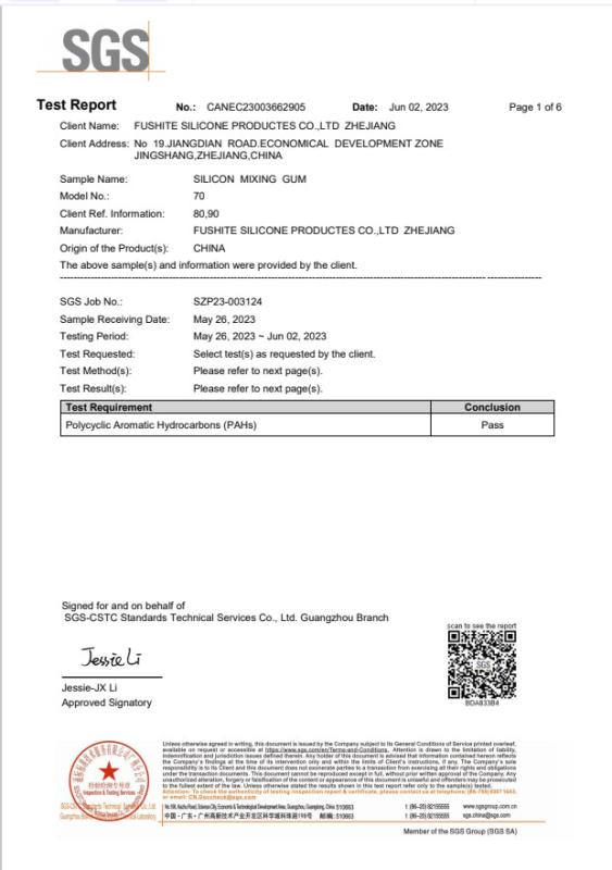 RAHs Polyaromatic Hydrocarbon Inspection Report - Dongguan Libo Silicone Electronics Co., Ltd.