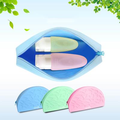China Fashion Solid Color Silicone Makeup Large Capacity Zipper Cosmetic Storage Bag Soft Silicone Wash Bag for sale