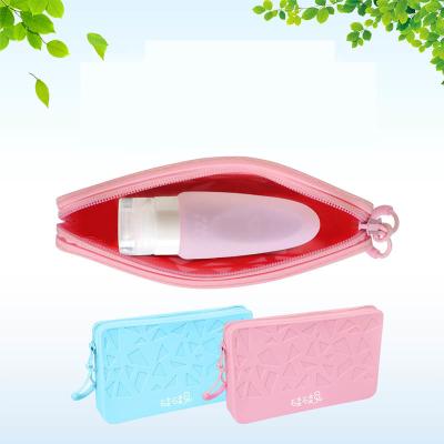 China Saco cosmético do armazenamento da cor sólida macia cosmética não-tóxica portátil do silicone do saco do armazenamento do silicone à venda