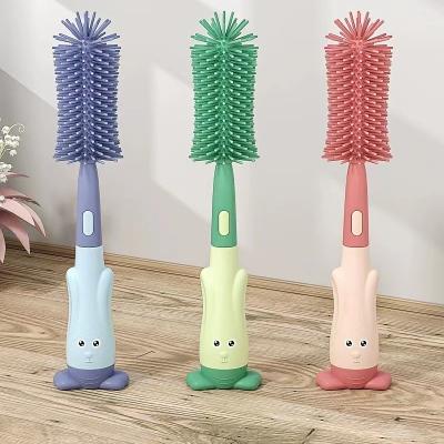 China Silicone Bottle Brush Baby Pacifier Brush Straw Brush Rotary Bottle Wash Brush Rinse Brush Cleaning Brush Set for sale