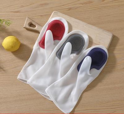 China Factory Wholesale Bpa Free  Kitchen Utensils Waterproof Silicone Scrubber For Washing Cleaning Dishes Household Gloves for sale