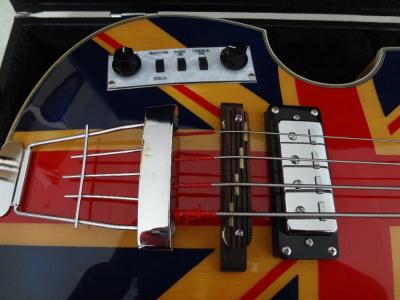 China 4 string bass guitar Hofner BB2 guitar UK flag on flamed body top Hofner contemporary series for sale