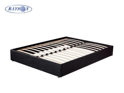China Custom Black Plywood Slatted Bed Base Knock Down Bed Frame for sale