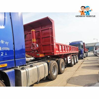 China Pneumatic Rear Tipping Steel 37M3 End Dump Gravel Trailers for sale