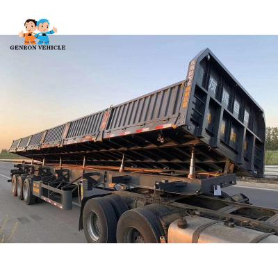 China Lado Tipper Dump Semi Trailers do eixo 50m3 do quadrado de FUWA à venda