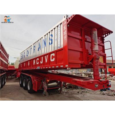 China 50 Tons Dump Semi Trailers With Hydraulic Lifting System Load Sand Or Stone for sale