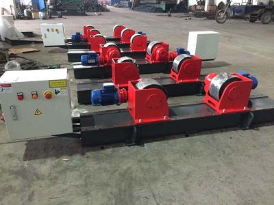 China Capacity 5T Bolt Adjustment Pipe Welding Rollers PU Wheel, Pressure Vessel Welding Rotator Beds for sale