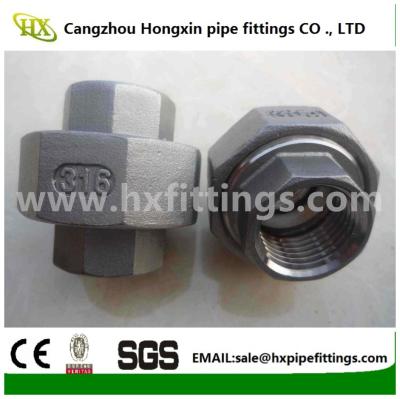 China 1/2” BSPT Female Threaded Union Stainless Steel 304 Cast Pipe Fitting Class 150 for sale