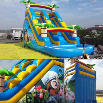 China Summer Inflatable Slides Inflatabe Water Slides With Pool for sale
