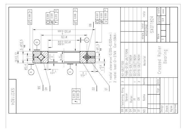 SX011824 crossed roller bearing