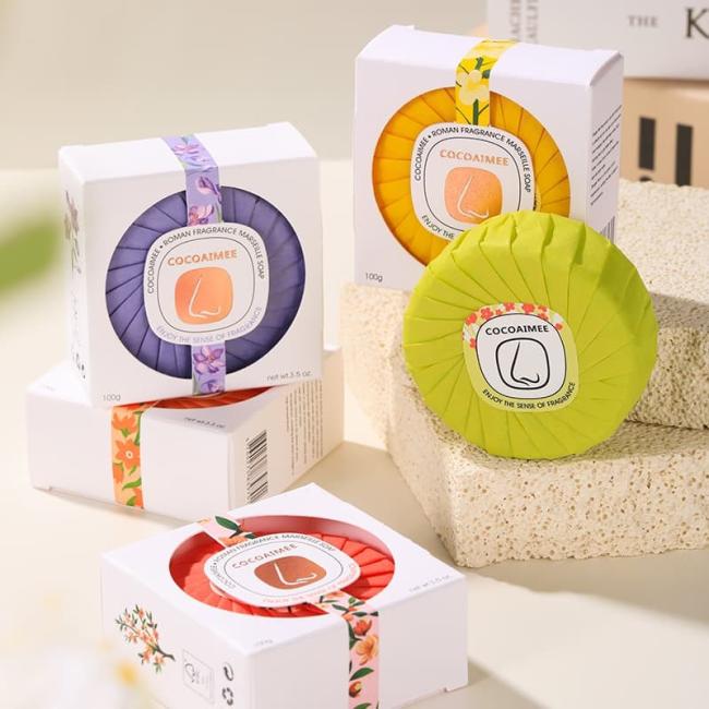Multiple soaps displayed in retail packaging configuration
