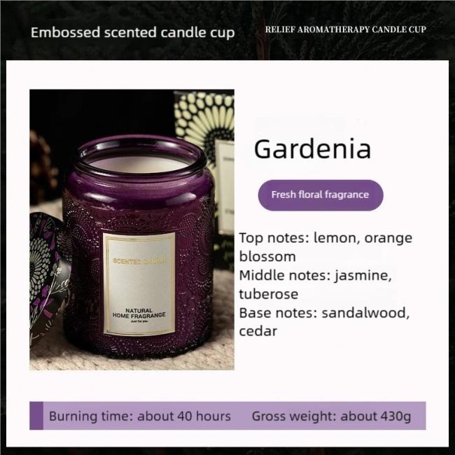 Complete embossed sunflower scented candle set