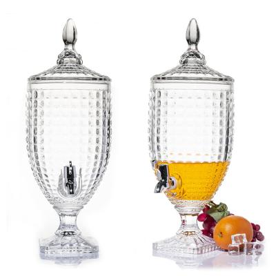 China Luxury lead-free crystal glass 5L glass juice beverage dispenser with tap for sale