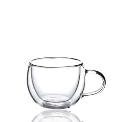 China OEM High Borosilicate Handle Heat Resistant Double Wall Clear Coffee Glass for sale