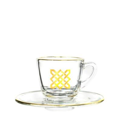 China Custom Design 2oz High Quality Gold Decoration Glass Coffee Set for sale