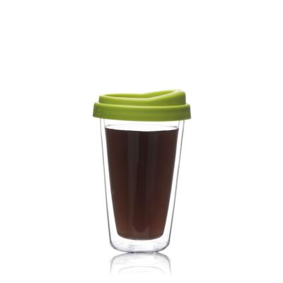 China Multipurpose Double Wall Coffee Glass Mug Heat Resistant With Silicone Cup for sale