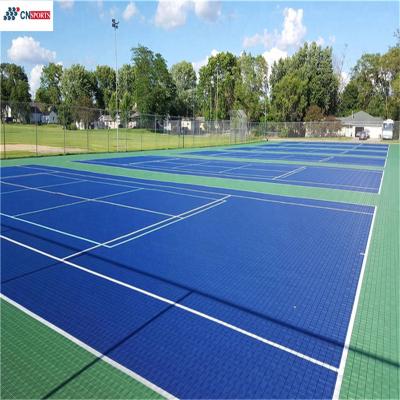 China Antislip PP Interlocking Sports Flooring , Blue Interlocking Tennis Court Tiles for sale