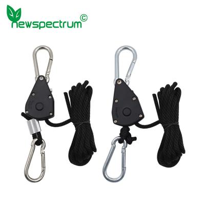 China Black Adjustable Grow Light Metal Rope Ratchet Pulley For Greenhouse Indoor Plant for sale
