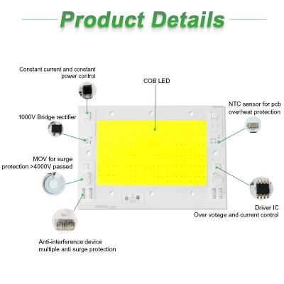 China 240V Dimming Cob LED Chip 6000K With AC100-240V Voltage 50000hrs Lifespan for sale