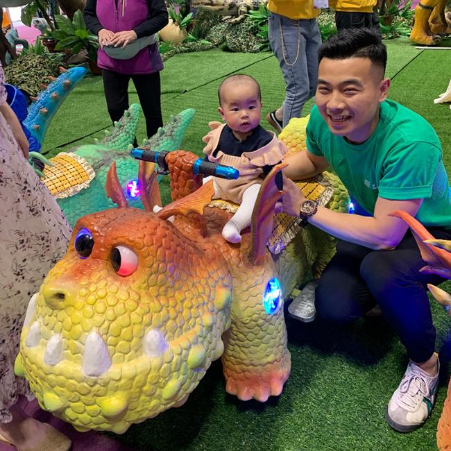 Dinosaur ride in use