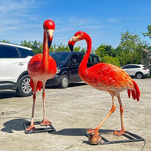Close-up view of flamingo model showing detailed craftsmanship