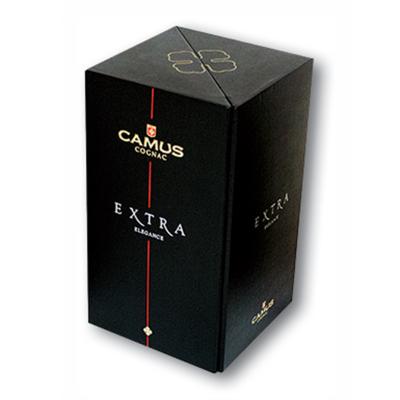 China Opposite Door Opening  Wine Packaging Box Black Matte And Gold Foil for sale