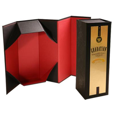 China Caixa de empacotamento do vinho dobrável luxuoso com o revestimento UV do fechamento magnético à venda