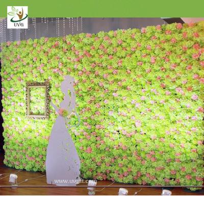 China UVG artificial rose and hydrangea flower wall for wedding stage backdrop decoration and luxury floral design for sale