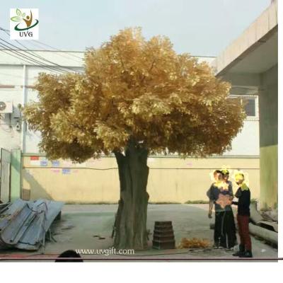 China UVG 18ft tall golden color silk leaves artificial big banyan tree for indoor family decoration GRE058 for sale