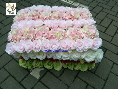 China UVG fashionable artificial flower mat carpet in roses and hydrangeas for wedding backdrop wall decoration CHR1136 for sale