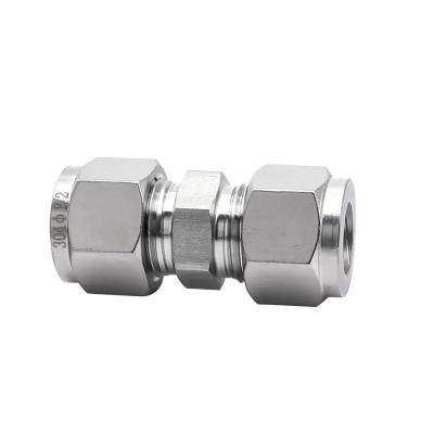 China tube fitting stainless steel 316 swagelok compression fitting straight union with Twin Ferrules Instrument fitting for sale