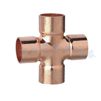 China Factory Price Connecting Tube AC Parts Copper Fitting 4 Way Pipe Fitting Tee Cross for sale