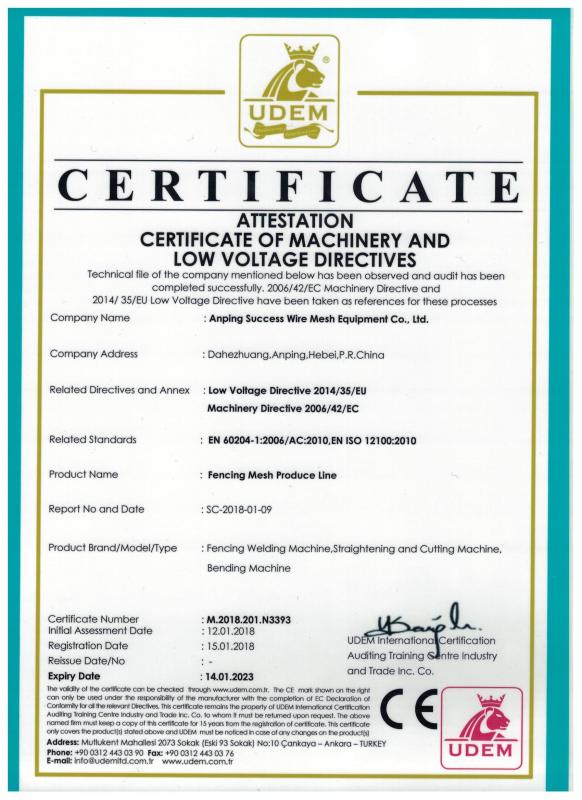 CE - Anping Success Wire Mesh Equipment Co.,Ltd