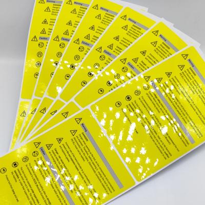 China Matte Adhesive Anti Static Label CMYK Caution Industrial Sticker Paper for sale