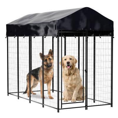 China Removable Tray Heavy Duty Outdoor Dog Kennel Black Steel for sale
