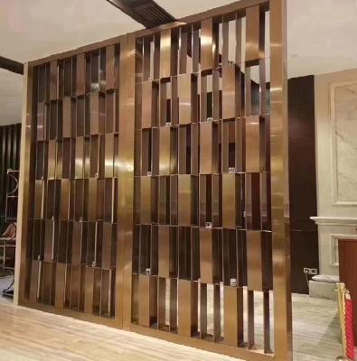 China Rose Gold Metal Room Divider Retro Room Divider Screen Stainless Steel for sale