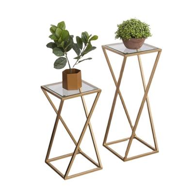 China Luxury Metal Flower Planter Stand Customized Gold Plant Stand Indoor for sale