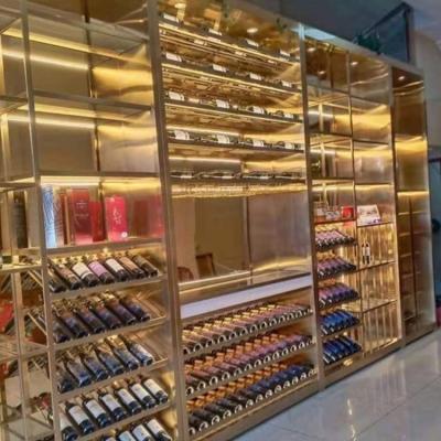China Unidade de armazenamento conduzida do vinho tinto da sala de visitas da barra do armário do vinho do metal à venda