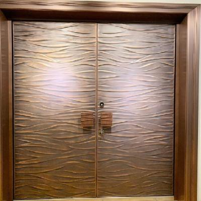 China Cast Bronze And Copper Exterior Front Double Doors For Villa Apartment for sale