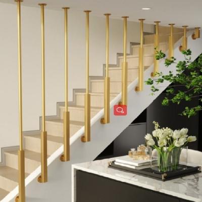 Chine L'escalier en aluminium en métal clôturant les balustrades en acier tubulaires d'or conçoivent personnalisable à vendre