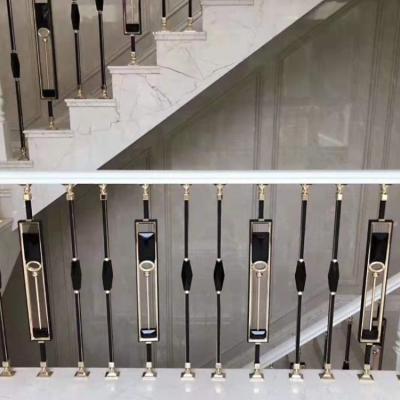 China Oxidation Modern Stainless Steel Staircase Railing Golden SS Staircase Railing for sale