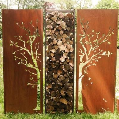 Chine High Style Matte Corten Steel Panel Tree Pattern Perforated Metal Fence à vendre