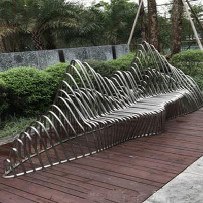China Outdoor Metal Bench SS Sculptural Outdoor Bench Stainless Steel Park Bench Silver Finish for sale