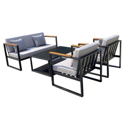 China Outdoor Metal Frame Luxury Sofa Bench Complete Set Of Tables And Chairs for sale