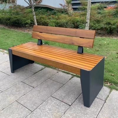 China Galvanized Steel Outdoor Park Bench Metal Frame WPC Bench Seat For Garden for sale