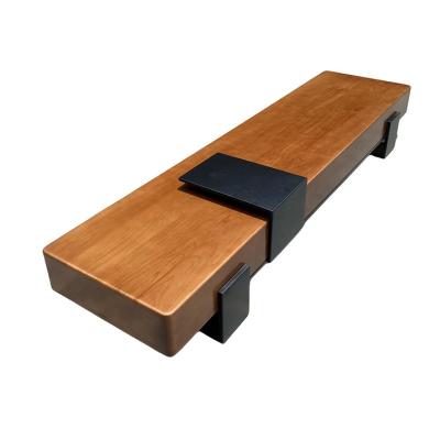 China Creative Stainless Steel Modern Long Wood Bench for Outdoor Garden en venta
