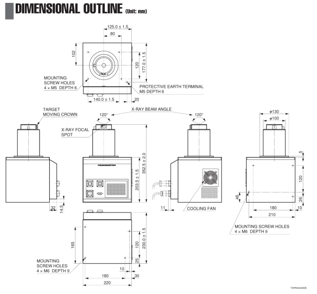 110 kV Microfocus X-ray Source L12531-01 connection ports