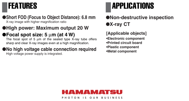 Hamamatsu L10101 Microfocus X-ray Tube front view