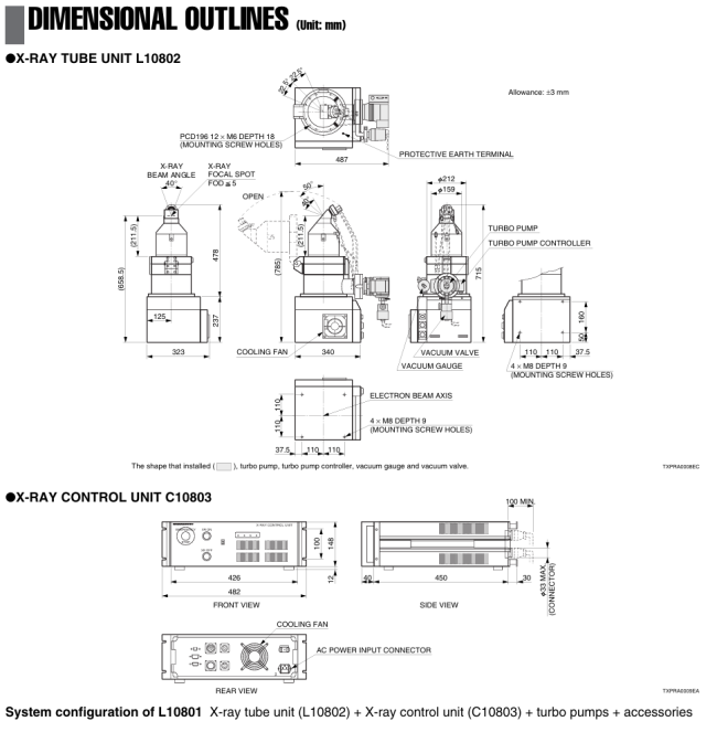 Hamamatsu L10801 Microfocus X Ray Tube - technical details