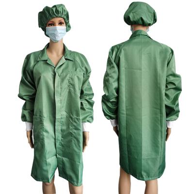 中国 Green Color Workshop Wear ESD Anti Static Smock For Cleanroom 販売のため
